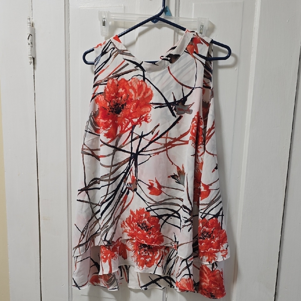 KEREN hart Red and Black Floral Top 047